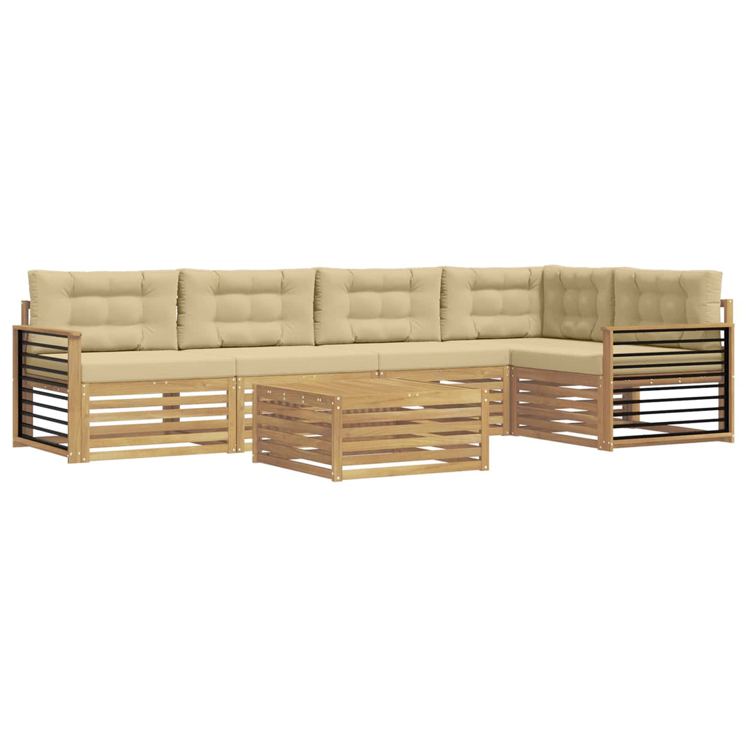 Udendørs sofagruppe 6 stk. Hvid og Beige Polyester