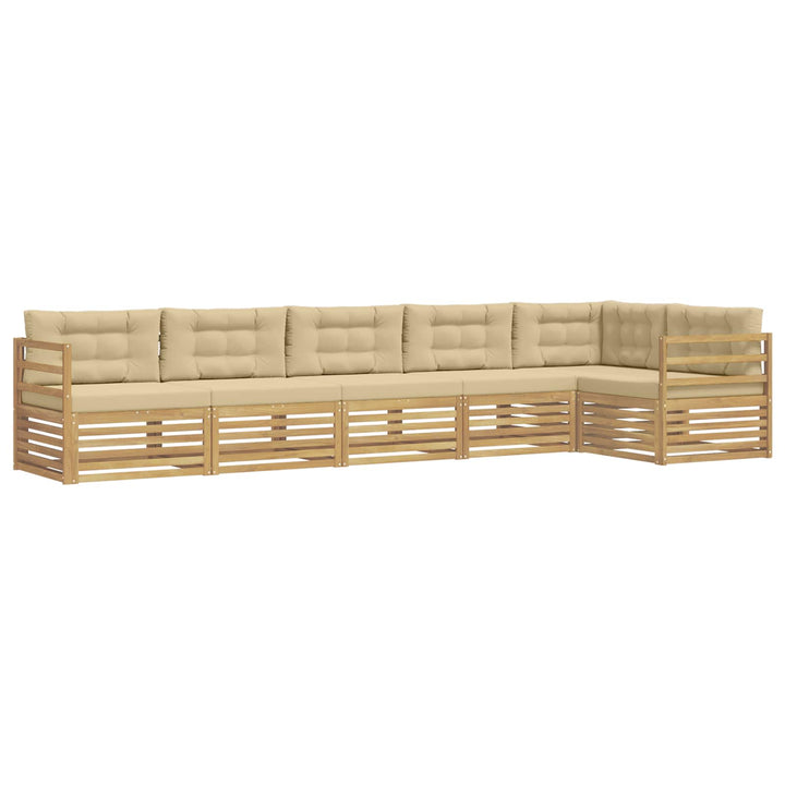 Udendørs sofagruppe 6 stk. Hvid og Beige Polyester