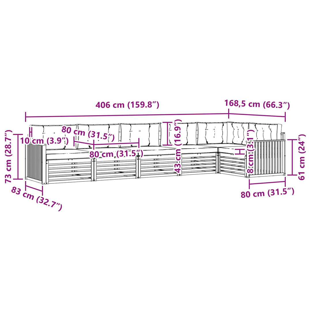 Udendørs sofagruppe 6 pcs Hvid og cremefarvet