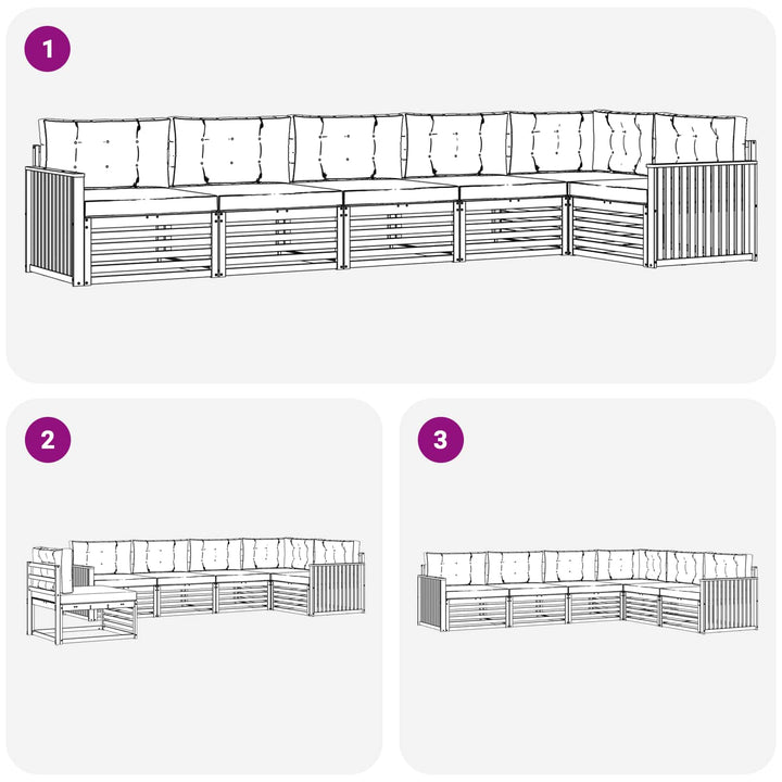 Udendørs sofagruppe 6 pcs Hvid og cremefarvet