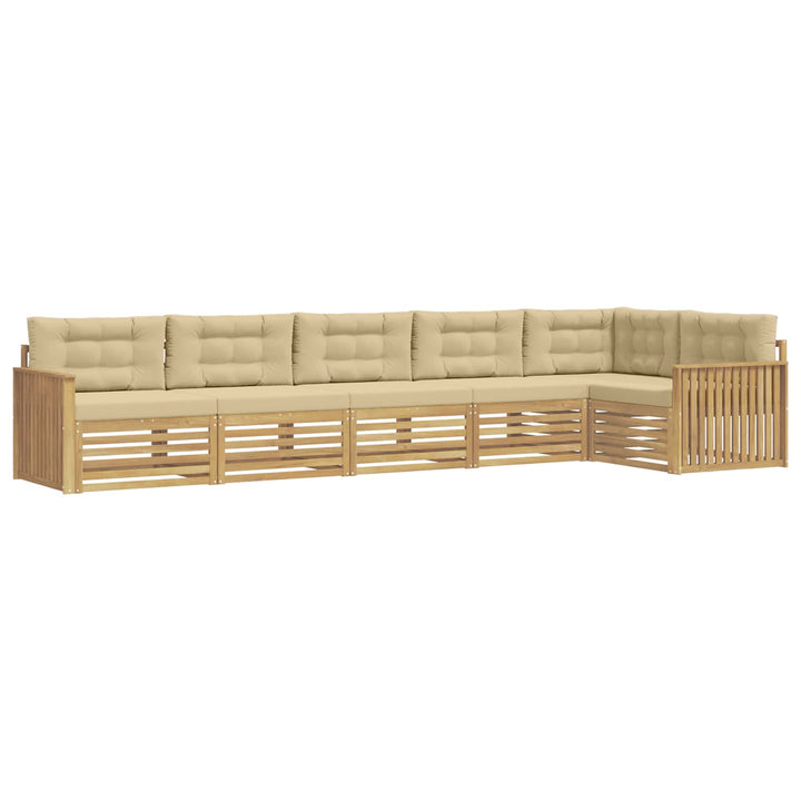 Udendørs sofagruppe 6 pcs Hvid og Beige 406 x 168,5 x 73 cm