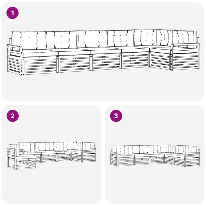 Udendørs sofagruppe 6 pcs Hvid og cremefarvet