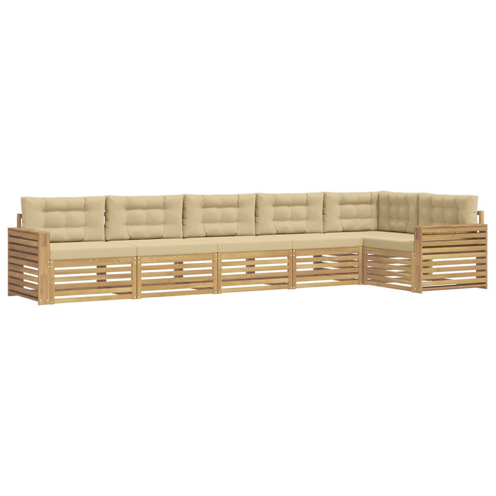 Udendørs sofagruppe 6 stk. Hvid og Beige Polyester