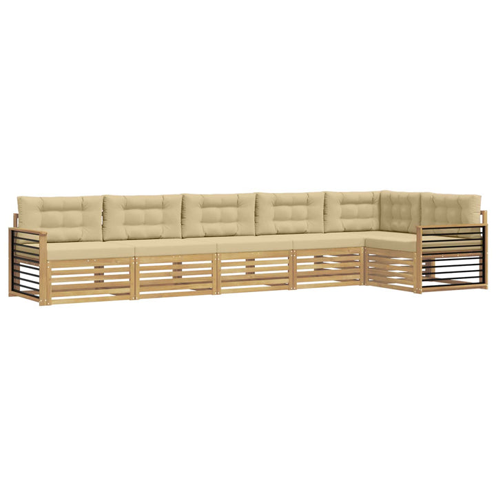 Udendørs sofagruppe 6 stk. Hvid og Beige Polyester