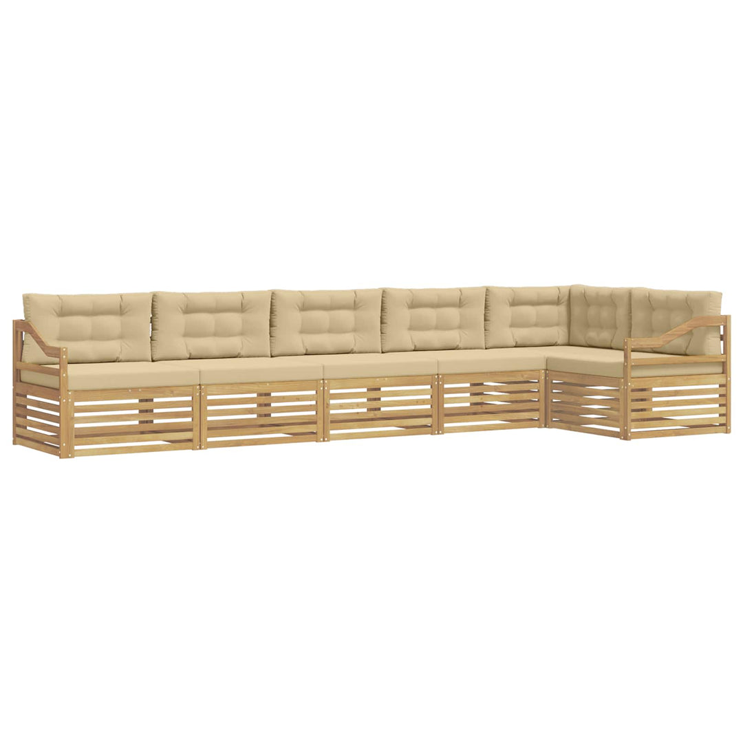 Udendørs sofagruppe 6 stk. Hvid og Beige Polyester
