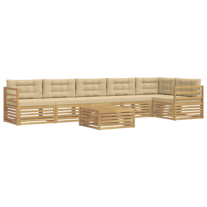 Udendørs sofagruppe 7 stk. Hvid og Beige Polyester