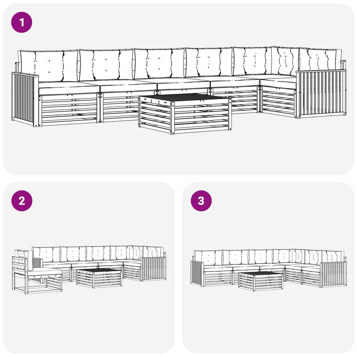 Udendørs sofagruppe 7 pcs Hvid og cremefarvet 79 x 79 x 37 cm