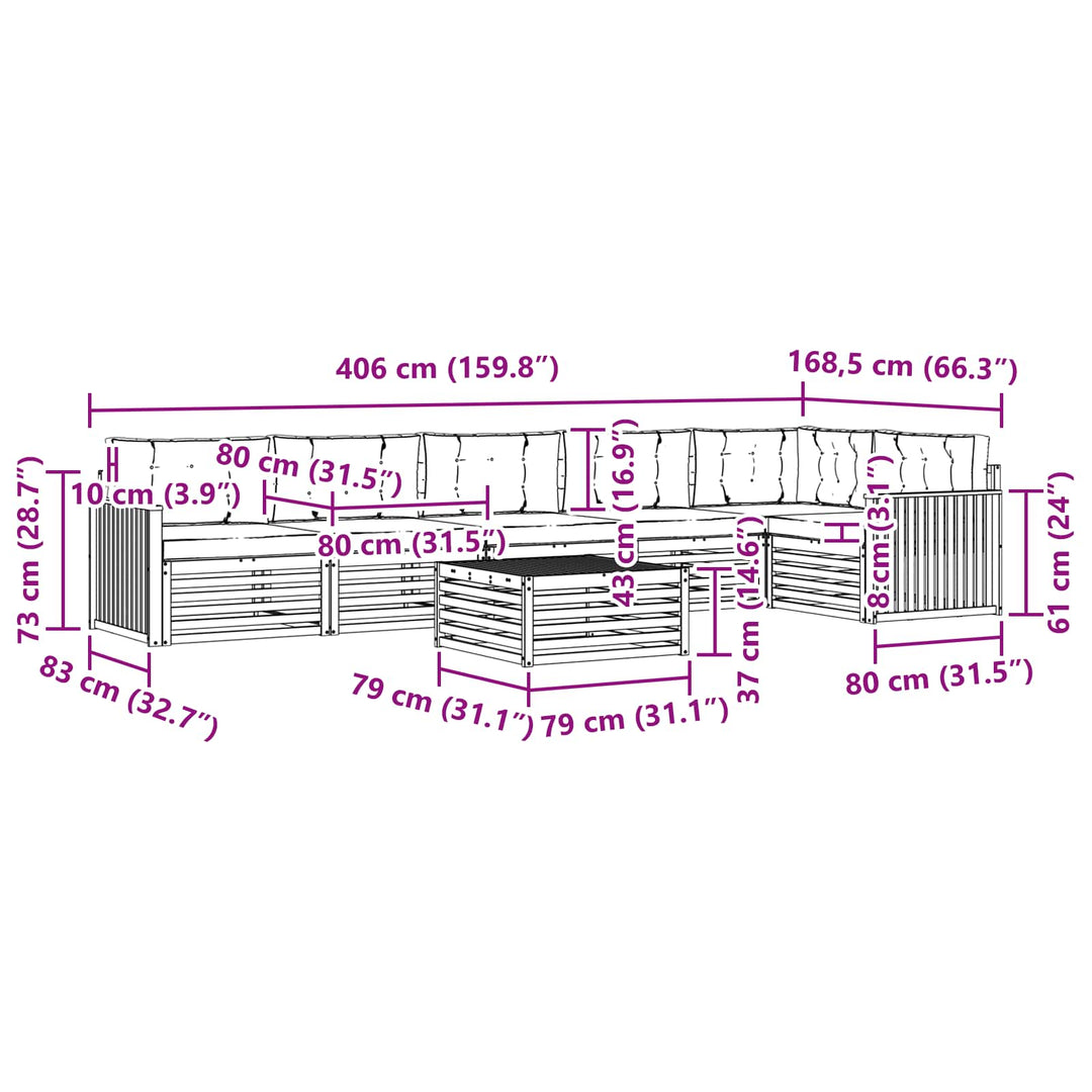 Udendørs sofagruppe 7 pcs Hvid og antracit 79 x 79 x 37 cm