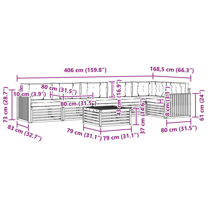 Udendørs sofagruppe 7 pcs Hvid og antracit 79 x 79 x 37 cm