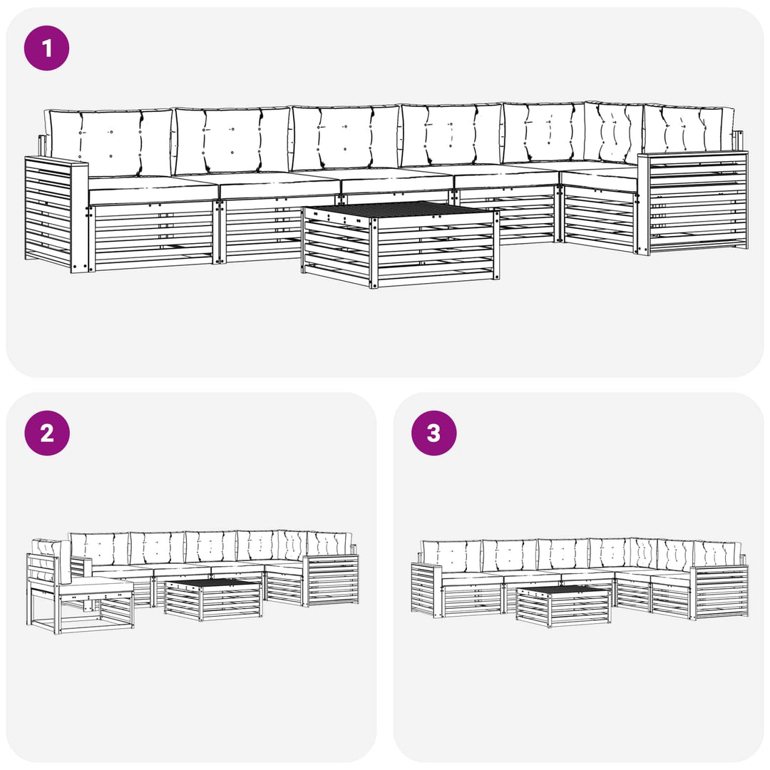 Udendørs sofagruppe 7 pcs Hvid og antracit 79 x 79 x 37 cm