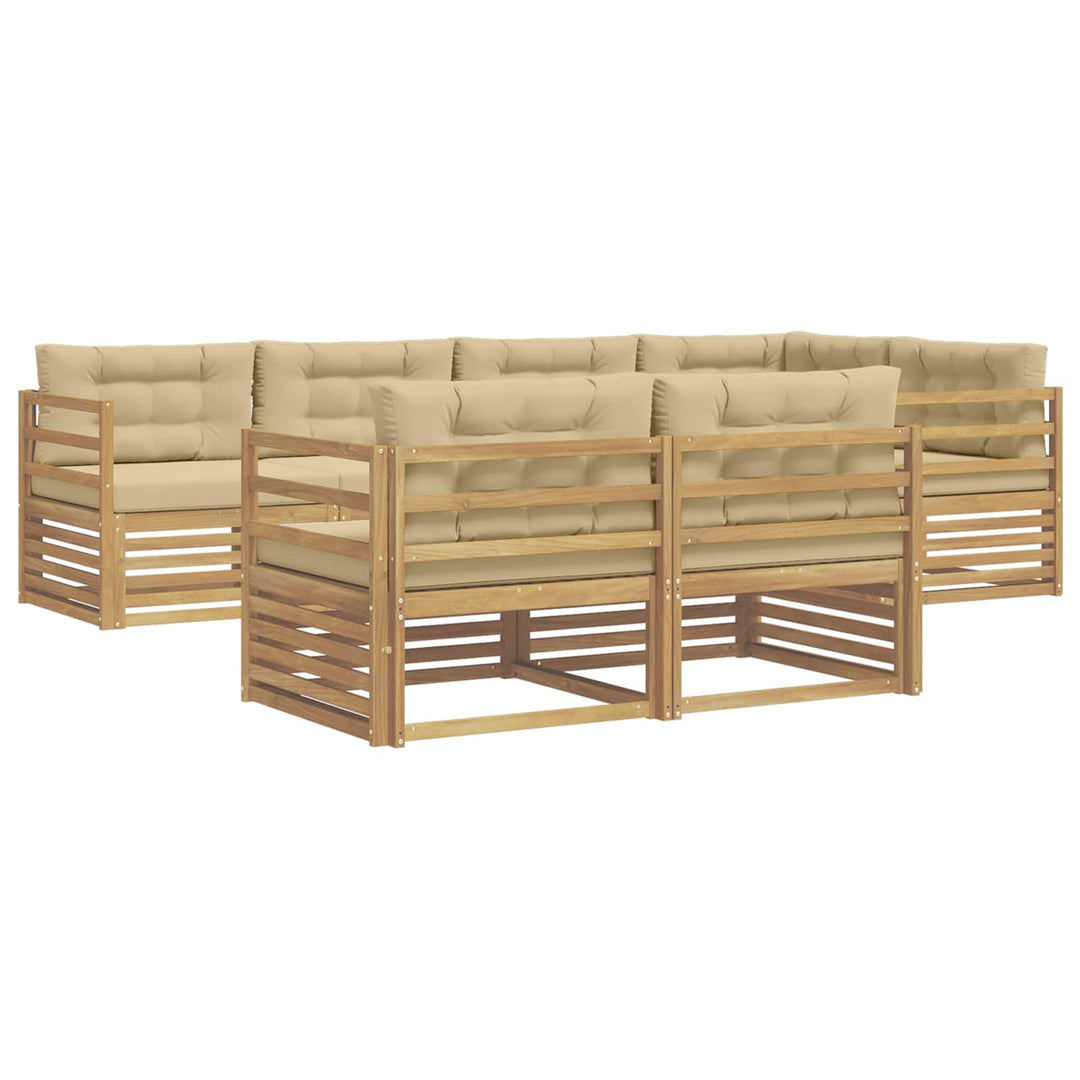 Udendørs sofagruppe 7 stk. Hvid og Beige Polyester