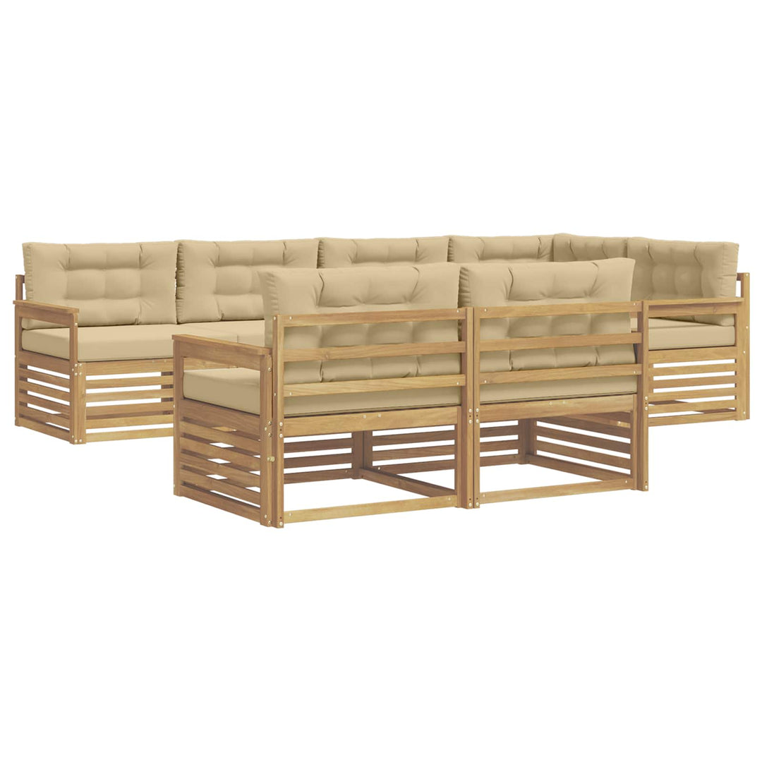 Udendørs sofagruppe 7 stk. Hvid og Beige Polyester