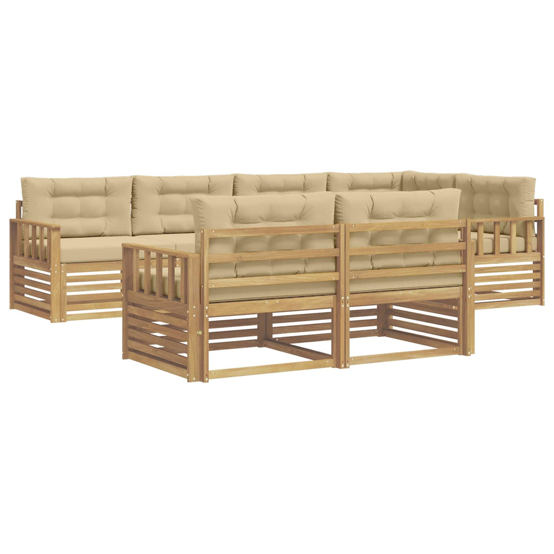 Udendørs sofagruppe 7 stk. Hvid og Beige Polyester