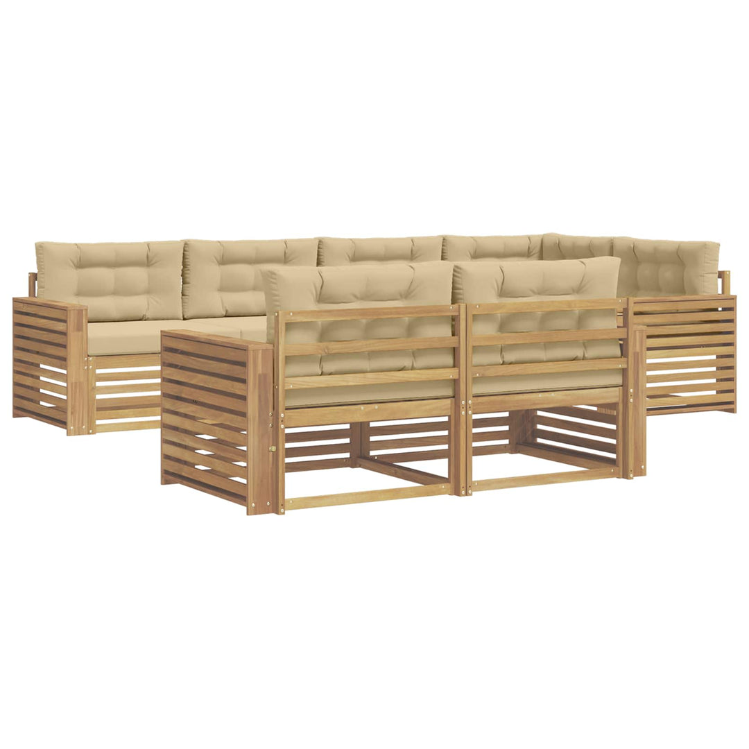 Udendørs sofagruppe 7 pcs Hvid og Beige 327 x 168,5 x 73 cm