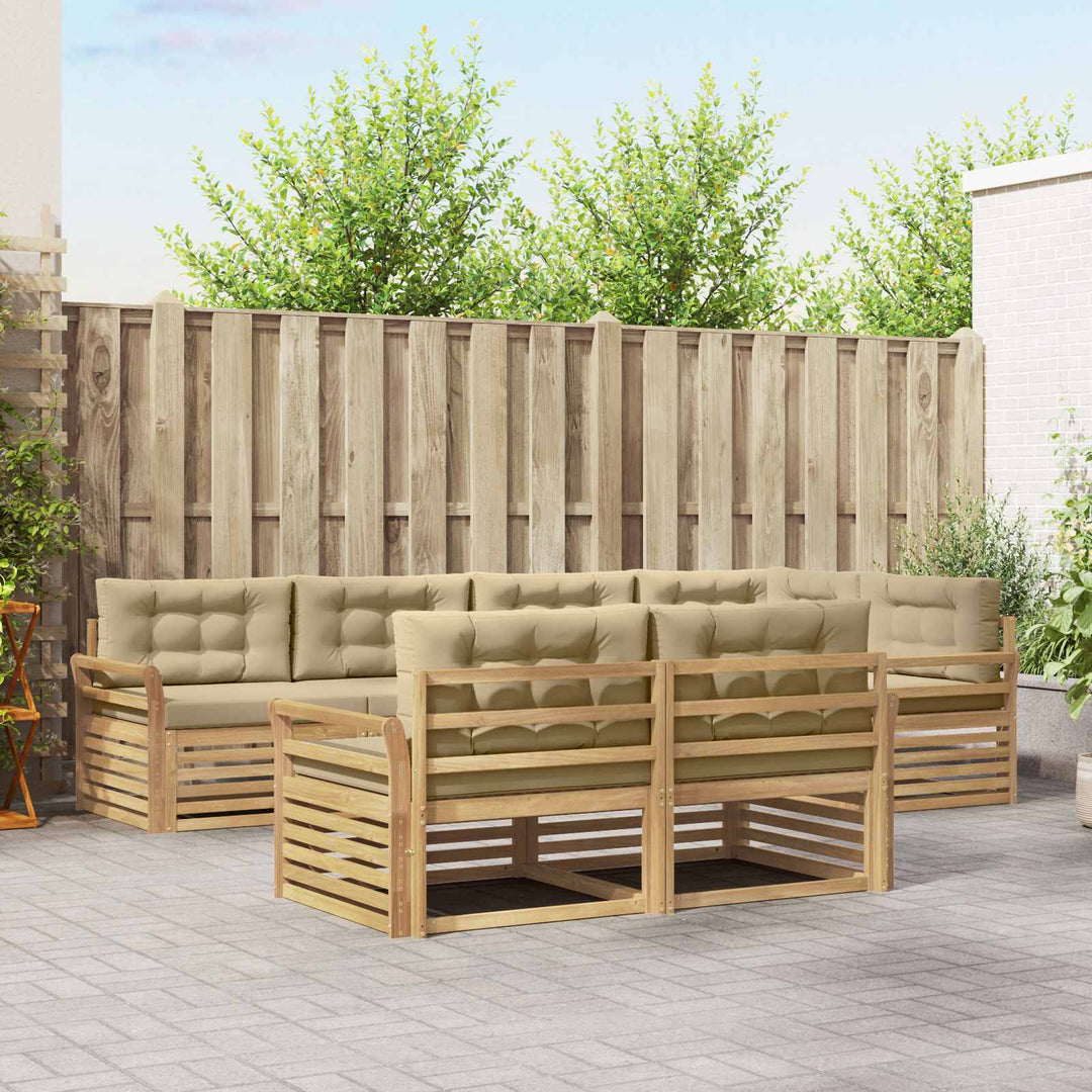 Udendørs sofagruppe 7 pcs Hvid og Beige 329 x 170,5 x 73 cm