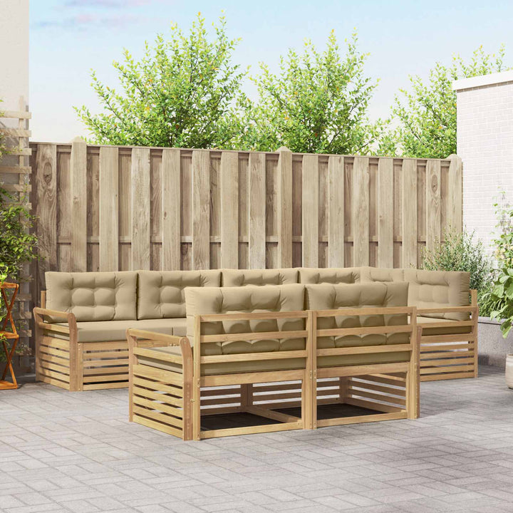 Udendørs sofagruppe 7 pcs Hvid og Beige 329 x 170,5 x 73 cm