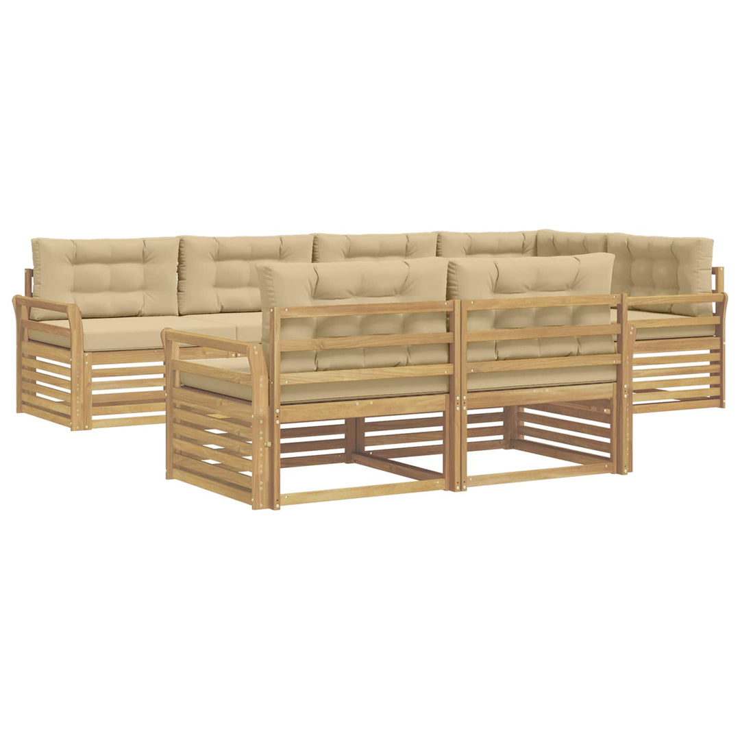 Udendørs sofagruppe 7 pcs Hvid og Beige 329 x 170,5 x 73 cm