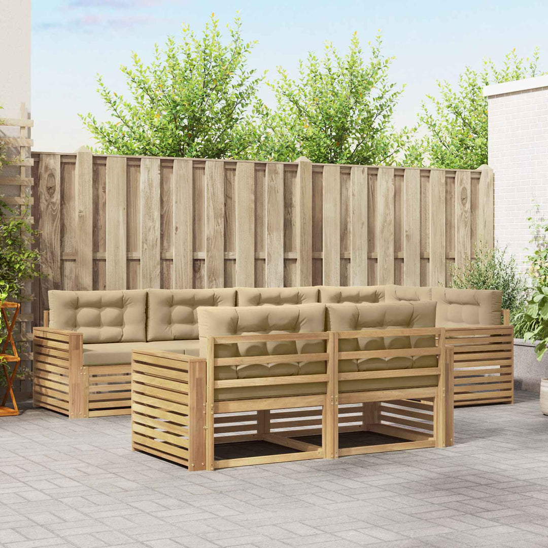 Udendørs sofagruppe 7 pcs Hvid og Beige 331 x 172,5 x 73 cm