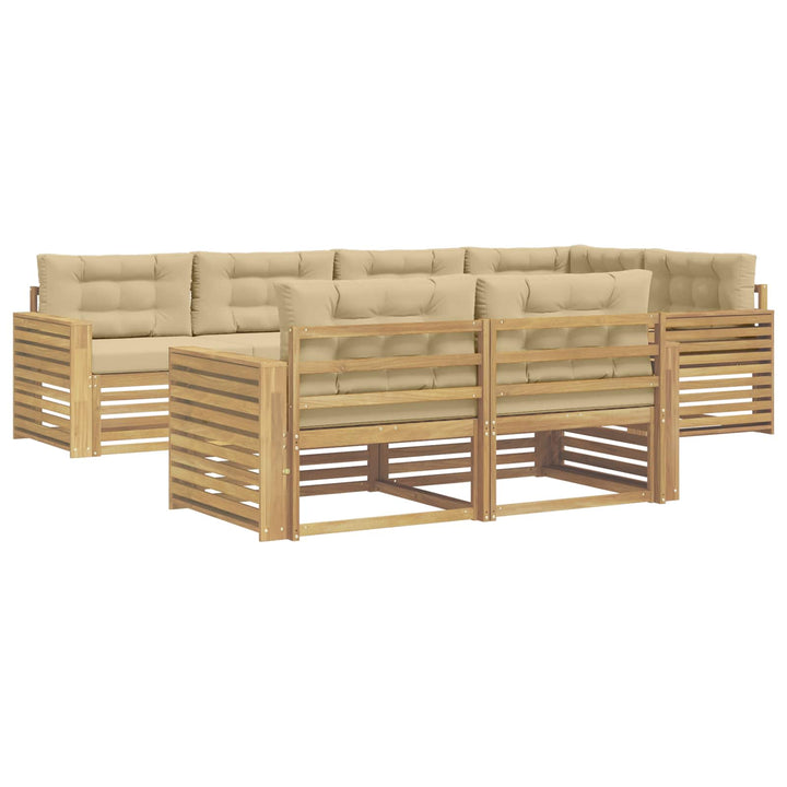 Udendørs sofagruppe 7 pcs Hvid og Beige 331 x 172,5 x 73 cm