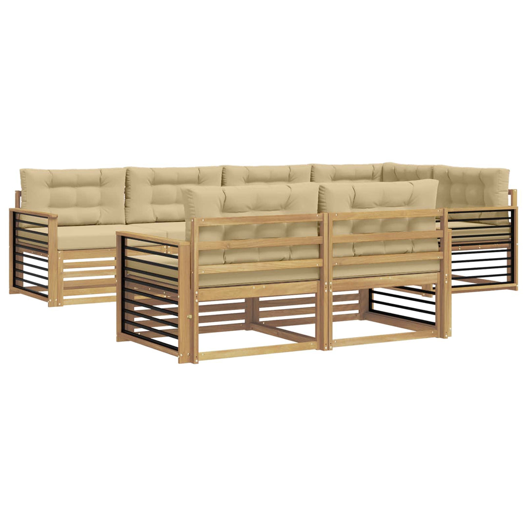 Udendørs sofagruppe 7 stk. Hvid og Beige Polyester