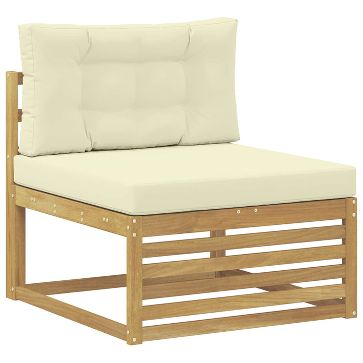 Udendørs sofagruppe 7 stk. Hvid og cremefarvet Polyester