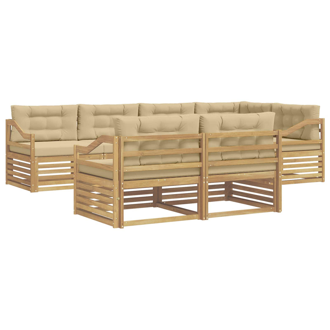 Udendørs sofagruppe 7 stk. Hvid og Beige Polyester