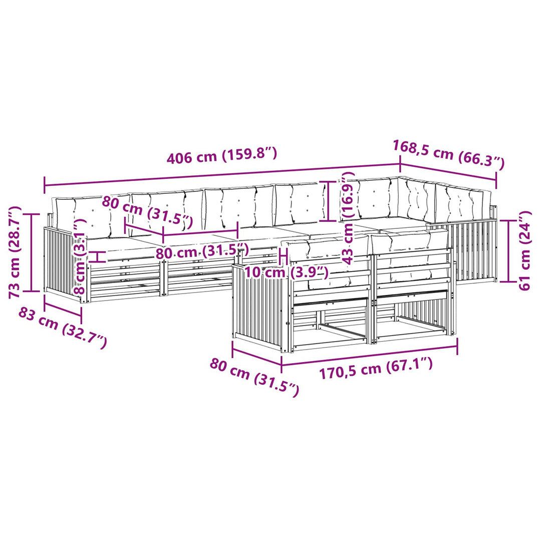 Udendørs sofagruppe 8 pcs Hvid og cremefarvet