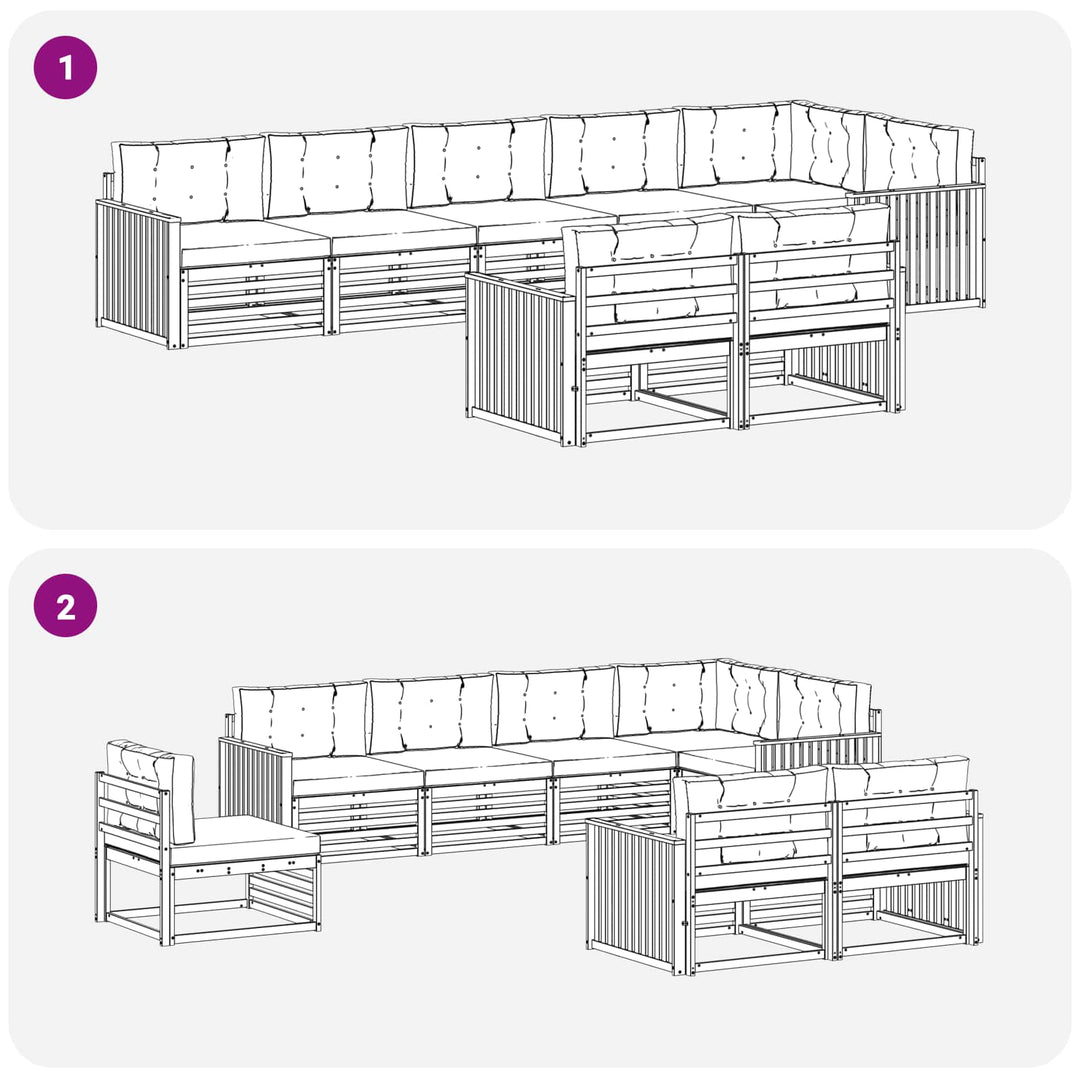 Udendørs sofagruppe 8 pcs Hvid og cremefarvet