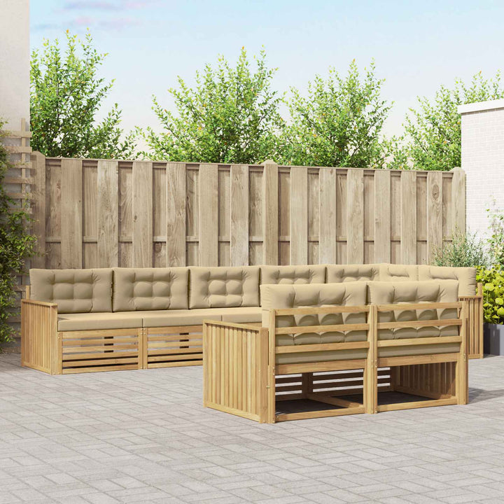 Udendørs sofagruppe 8 pcs Hvid og Beige 406 x 168,5 x 73 cm