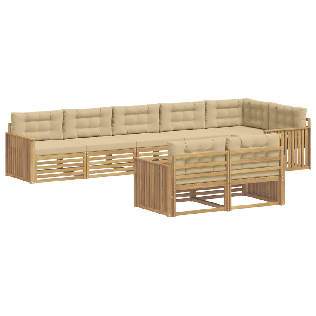 Udendørs sofagruppe 8 pcs Hvid og Beige 406 x 168,5 x 73 cm