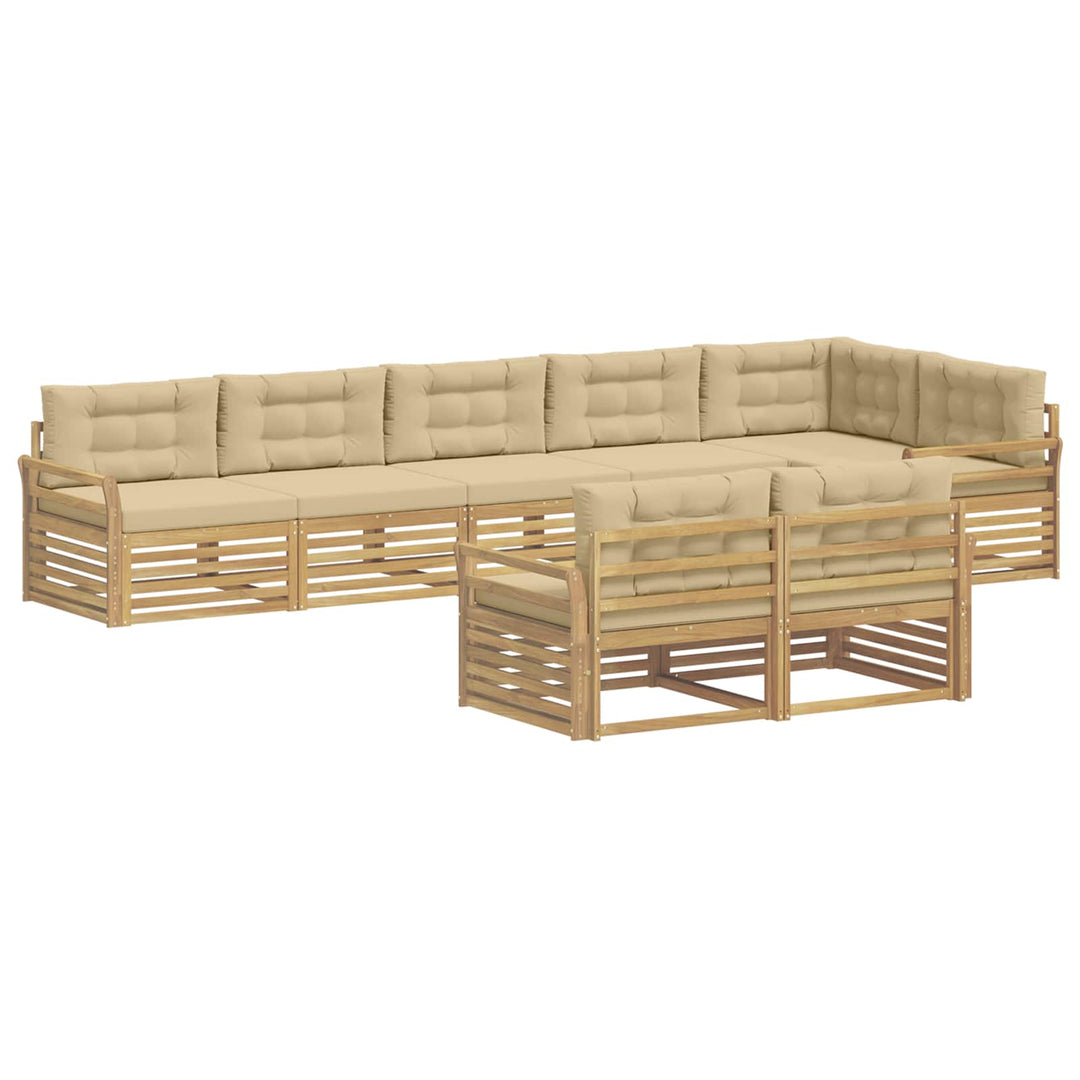 Udendørs sofagruppe 8 pcs Hvid og Beige 408 x 170,5 x 73 cm