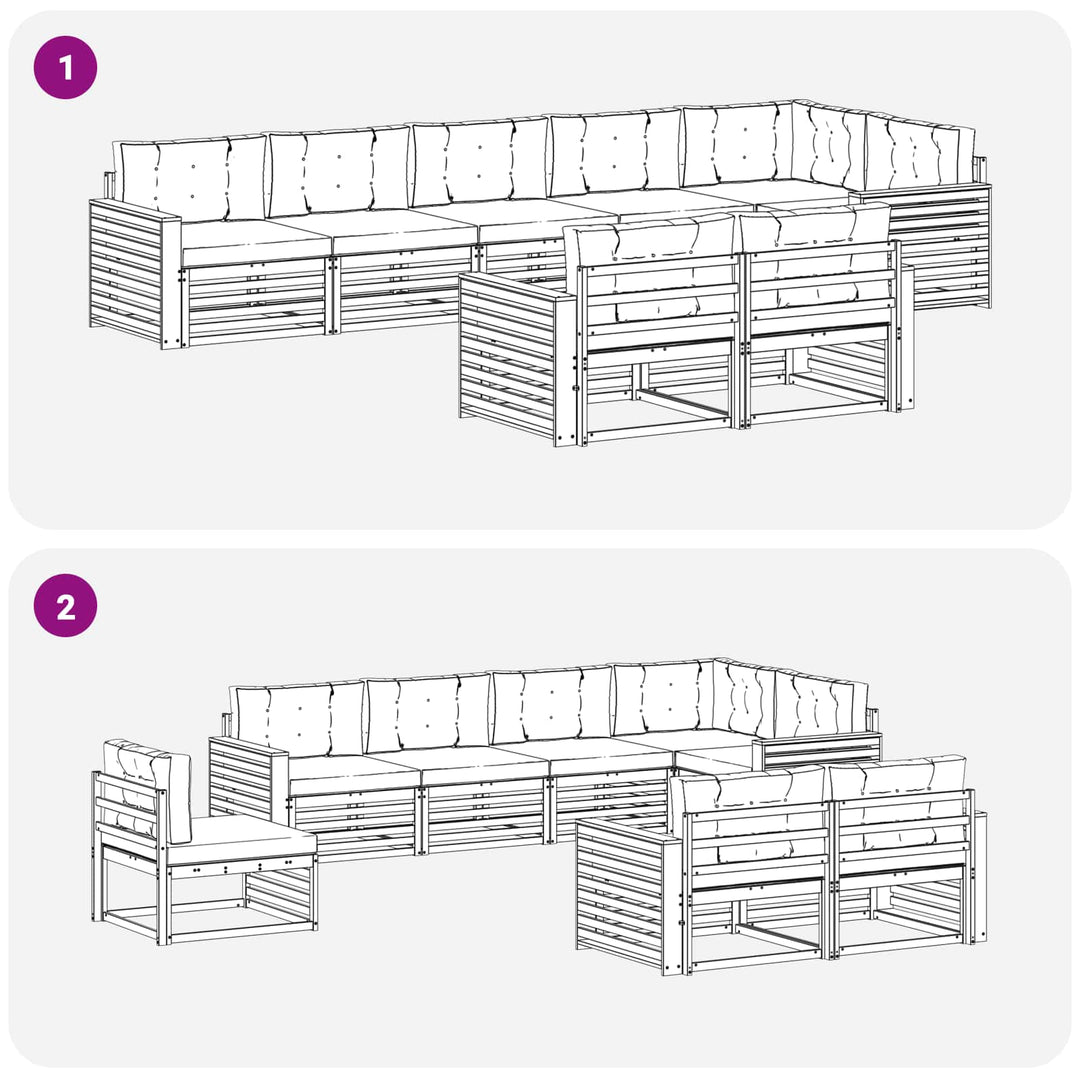 Udendørs sofagruppe 8 pcs Hvid og antracit 410 x 172,5 x 73 cm
