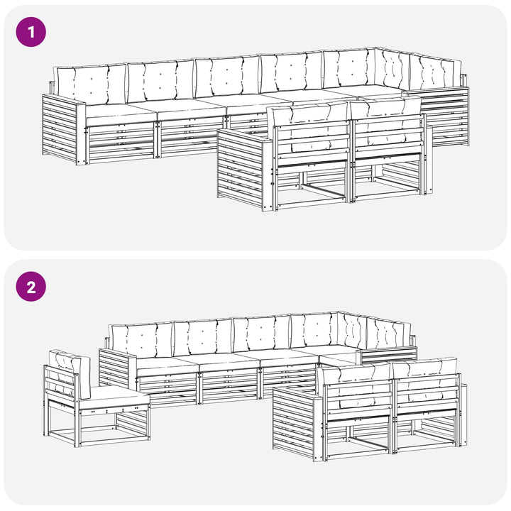 Udendørs sofagruppe 8 pcs Hvid og antracit 410 x 172,5 x 73 cm