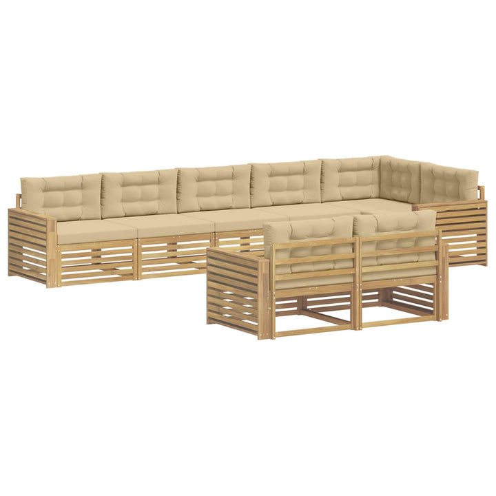 Udendørs sofagruppe 8 pcs Hvid og Beige 410 x 172,5 x 73 cm