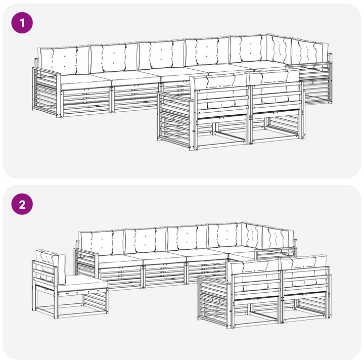 Udendørs sofagruppe 8 stk. Hvid og antracit Polyester