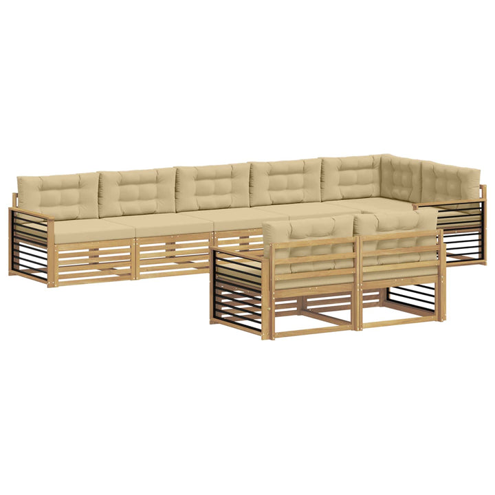 Udendørs sofagruppe 8 stk. Hvid og Beige Polyester
