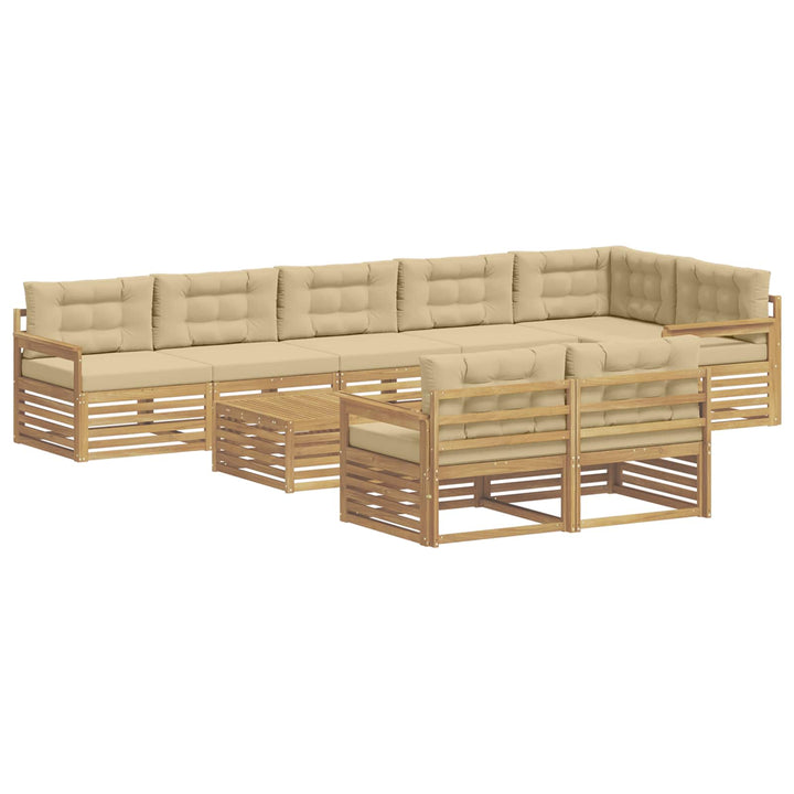 Udendørs sofagruppe 9 stk. Hvid og Beige Polyester