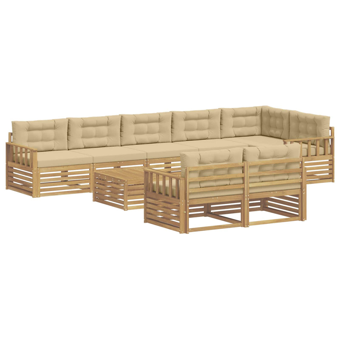 Udendørs sofagruppe 9 stk. Hvid og Beige Polyester