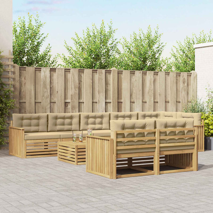 Udendørs sofagruppe 9 pcs Hvid og Beige 79 x 79 x 37 cm