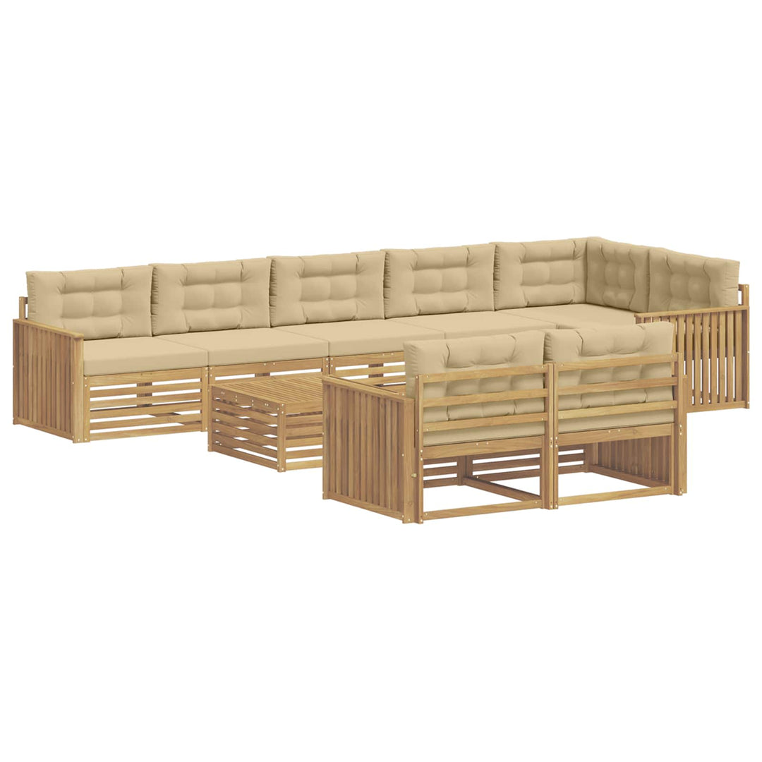 Udendørs sofagruppe 9 pcs Hvid og Beige 79 x 79 x 37 cm