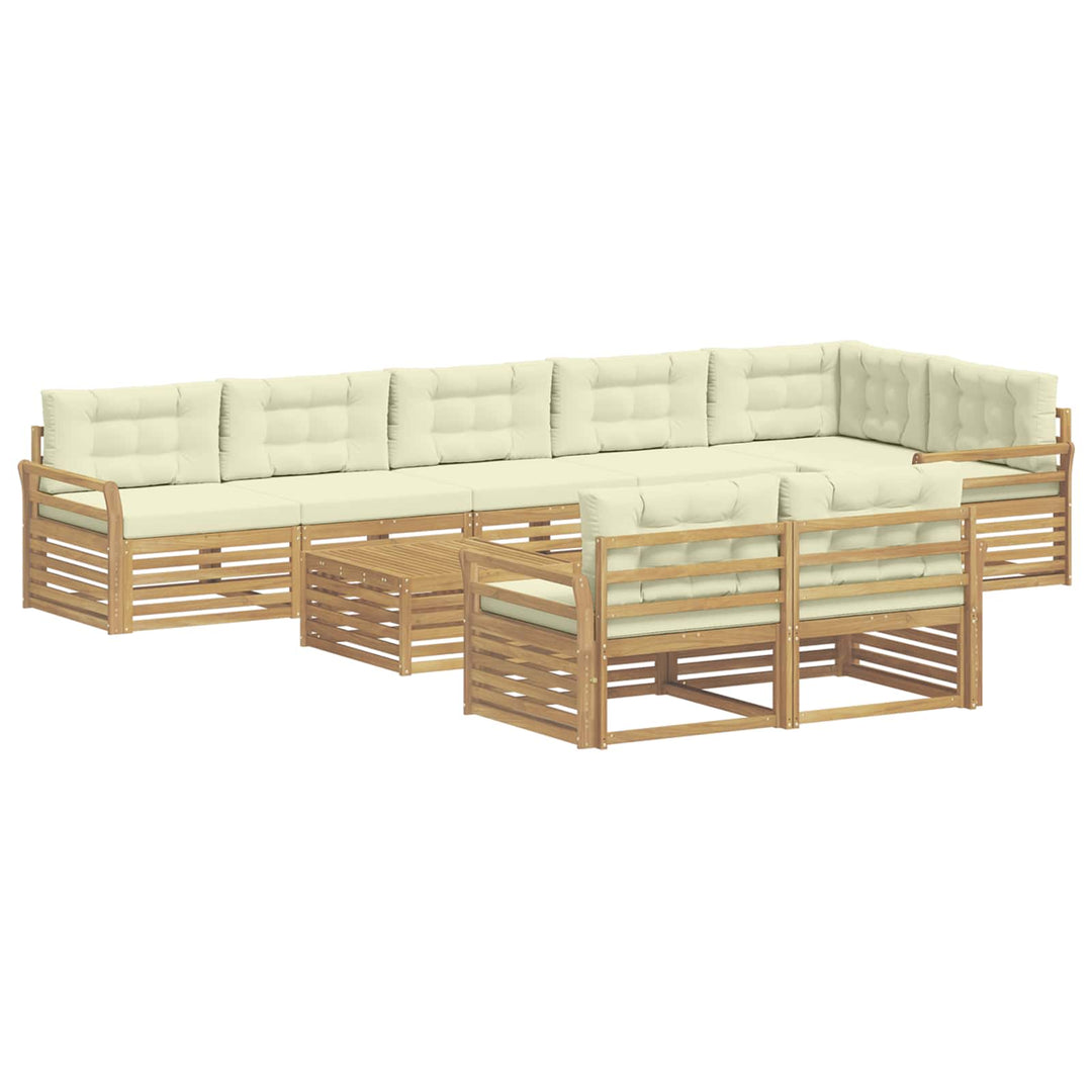 Udendørs sofagruppe 9 pcs Hvid og cremefarvet 79 x 79 x 37 cm