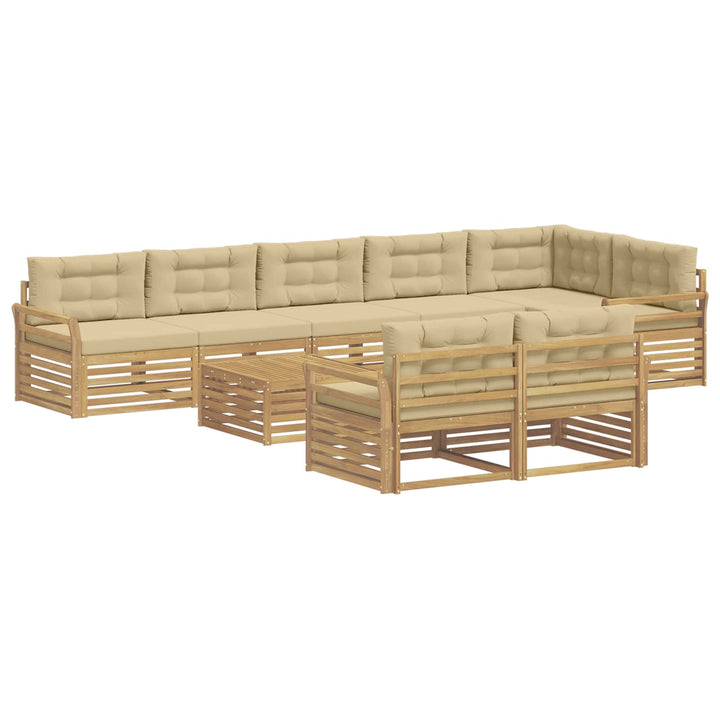Udendørs sofagruppe 9 pcs Hvid og Beige 79 x 79 x 37 cm