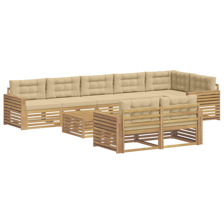 Udendørs sofagruppe 9 pcs Hvid og Beige 79 x 79 x 37 cm