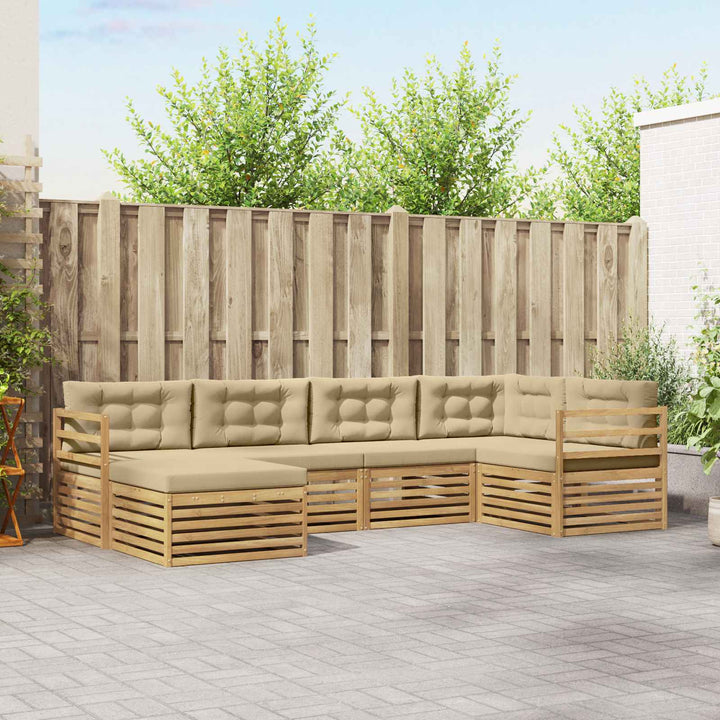 Udendørs sofagruppe 6 stk. Hvid og Beige Polyester