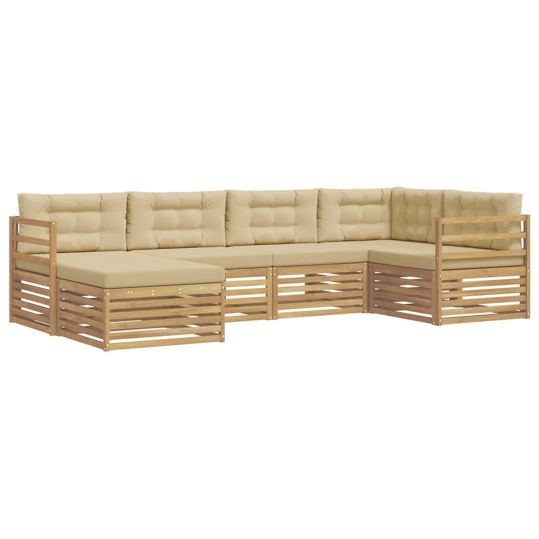 Udendørs sofagruppe 6 stk. Hvid og Beige Polyester