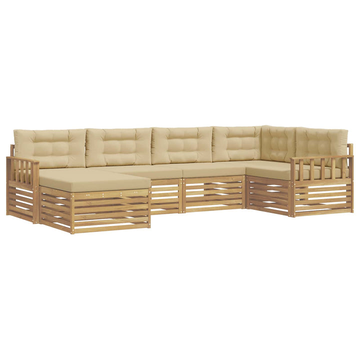 Udendørs sofagruppe 6 stk. Hvid og Beige Polyester