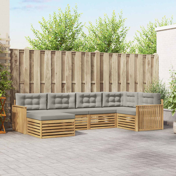 Udendørs sofagruppe 6 pcs Hvid og lysegrå 327 x 168,5 x 73 cm
