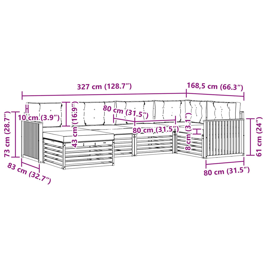 Udendørs sofagruppe 6 pcs Hvid og antracit 327 x 168,5 x 73 cm