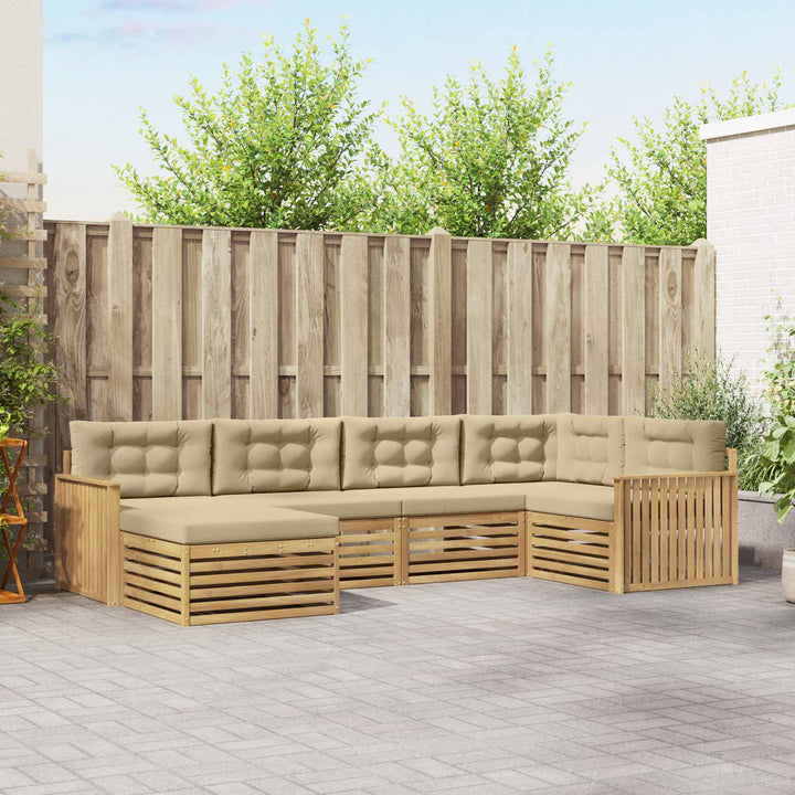 Udendørs sofagruppe 6 pcs Hvid og Beige 327 x 168,5 x 73 cm