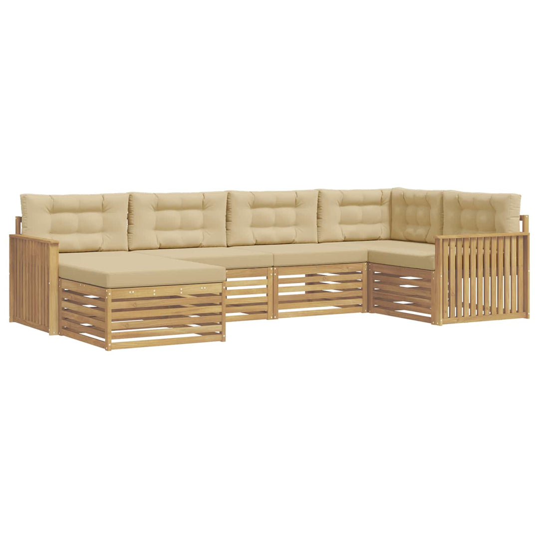Udendørs sofagruppe 6 pcs Hvid og Beige 327 x 168,5 x 73 cm